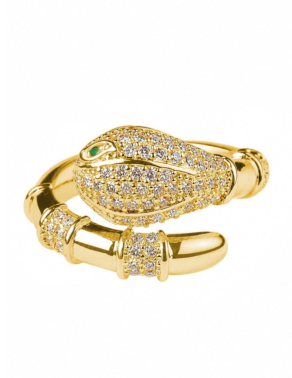 Anillo de Serpiente Saphira de zirconia baño de oro Anillo de Serpiente Saphira de zirconia baño de oro
