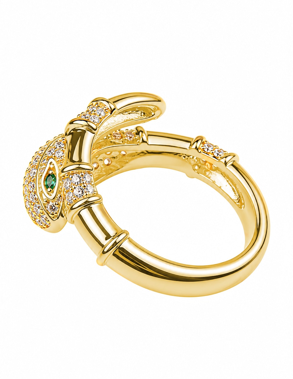 Anillo de Serpiente Saphira de zirconia baño de oro 3