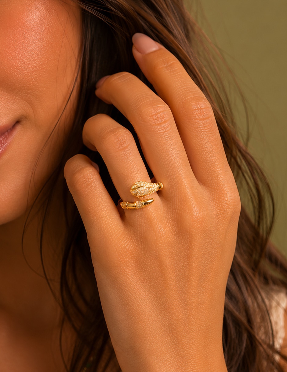 Anillo de Serpiente Saphira de zirconia baño de oro 7
