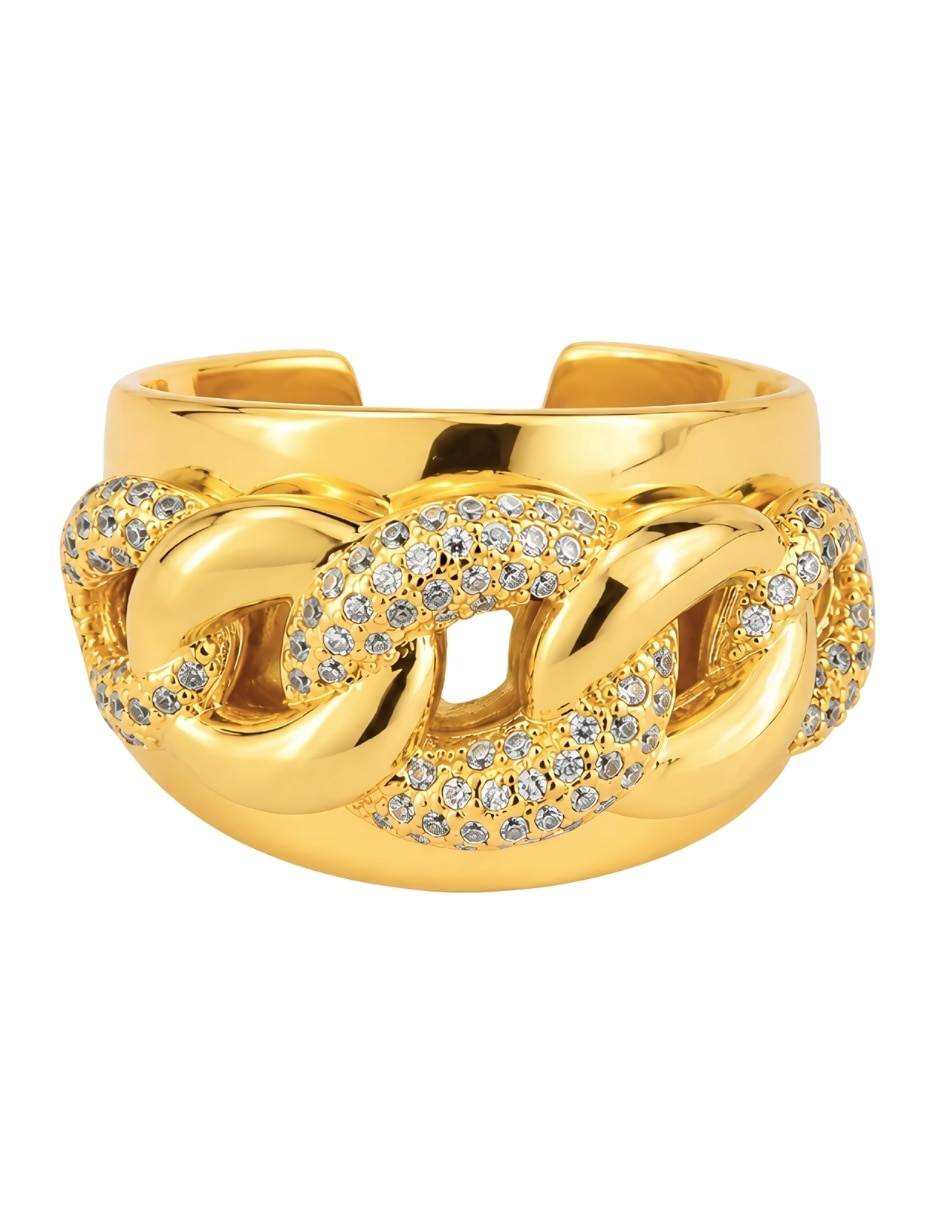 Anillo Vínculo zirconia baño de oro