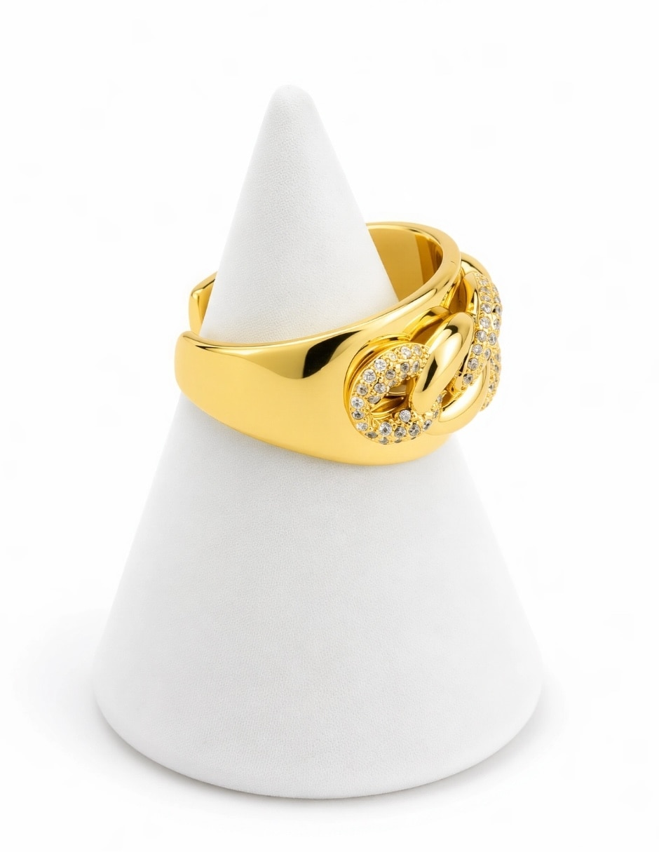 Anillo Vínculo zirconia baño de oro 2