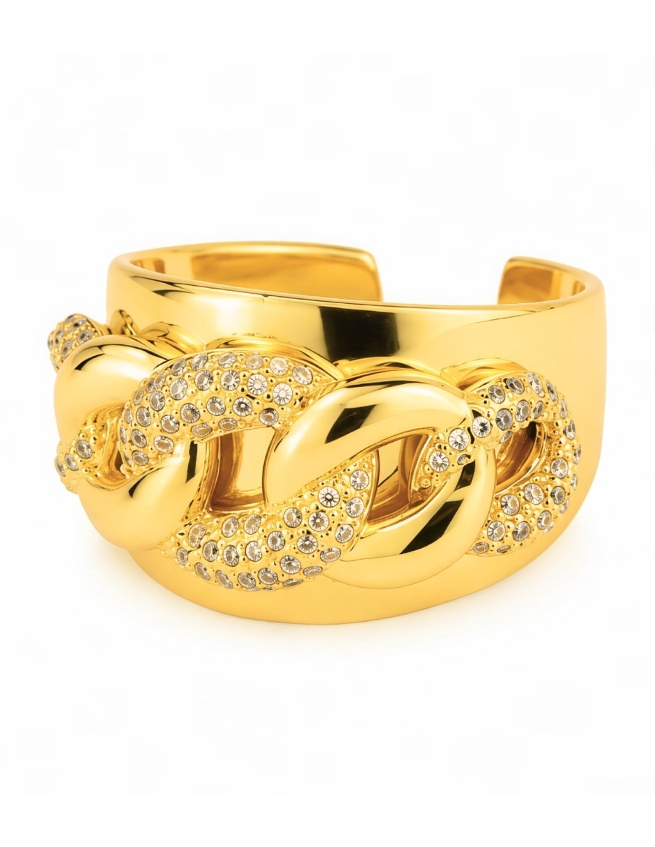 Anillo Vínculo zirconia baño de oro 6