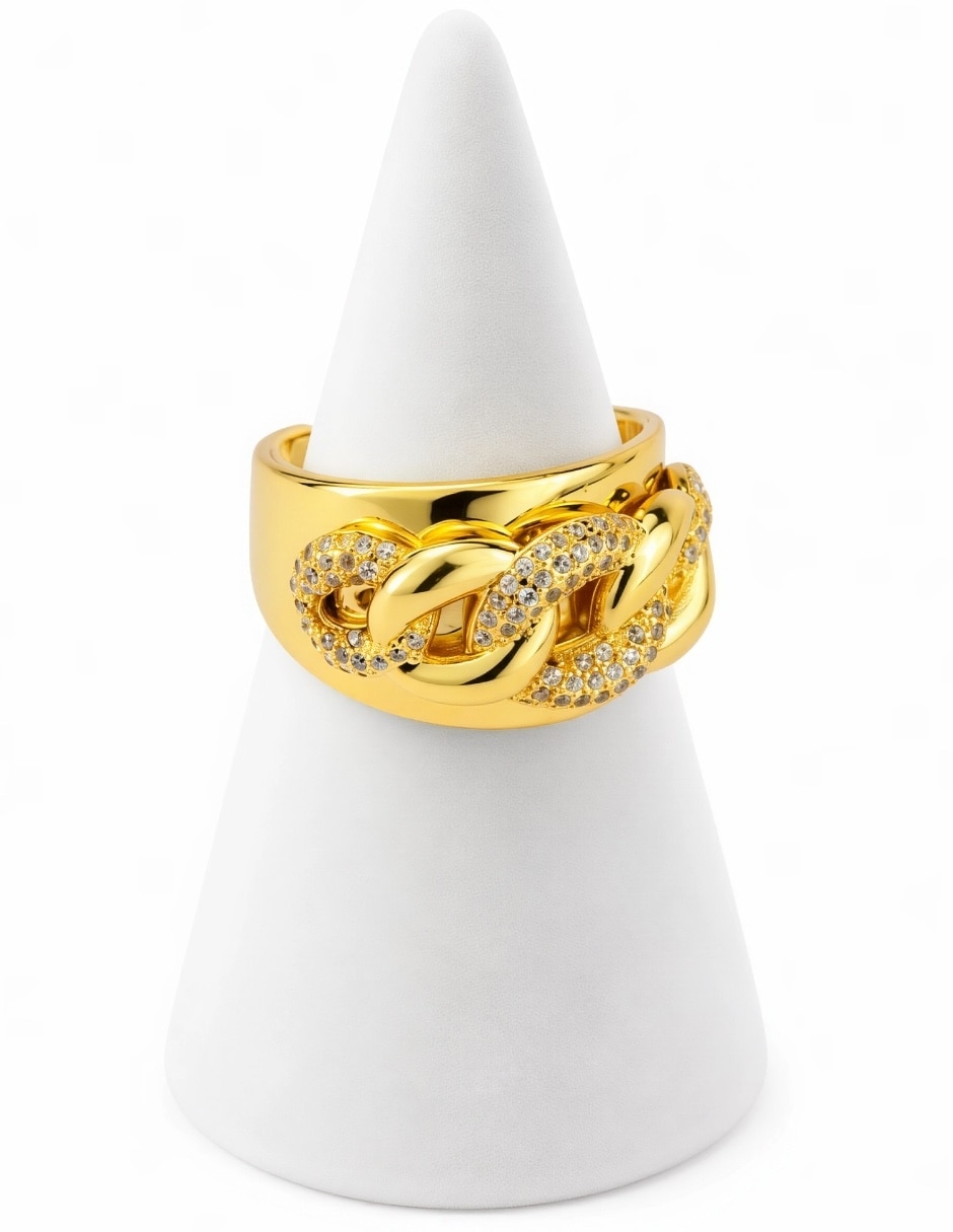 Anillo Vínculo zirconia baño de oro 7