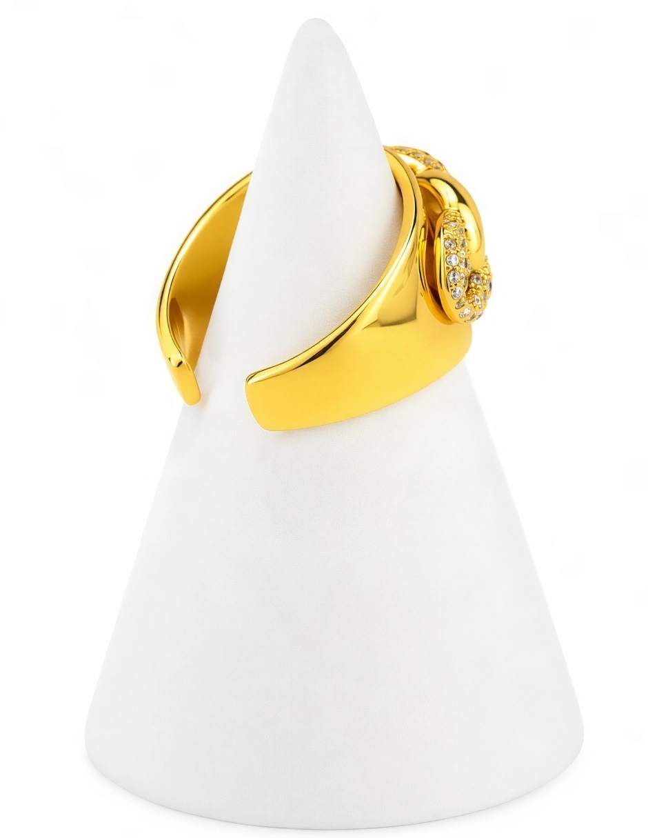 Anillo Vínculo zirconia baño de oro 9