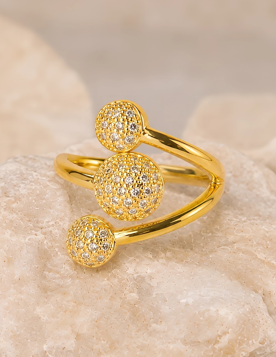 Anillo zirconia baño de oro 2