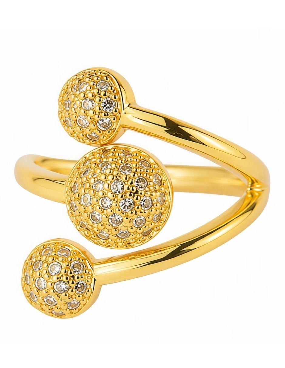 Anillo zirconia baño de oro 3