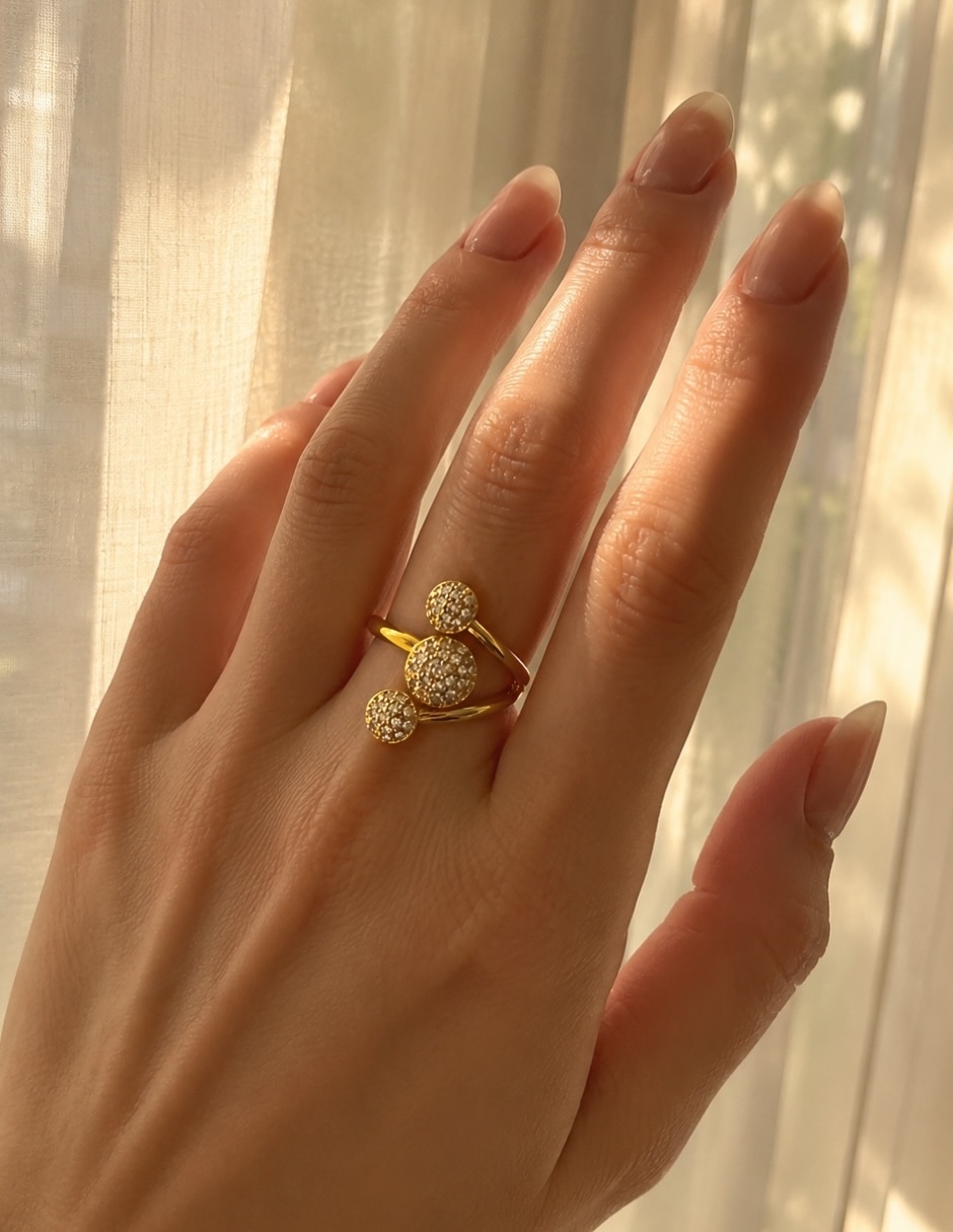 Anillo zirconia baño de oro 4