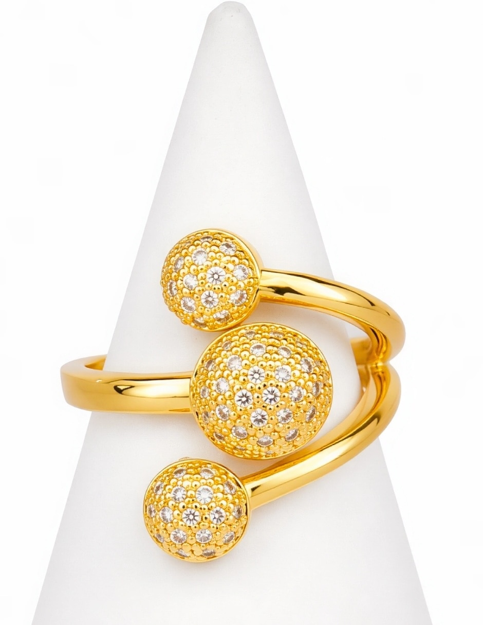 Anillo zirconia baño de oro 5