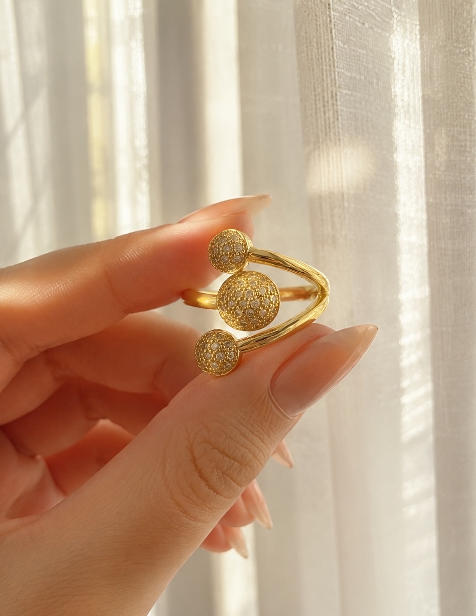 Anillo zirconia baño de oro 6