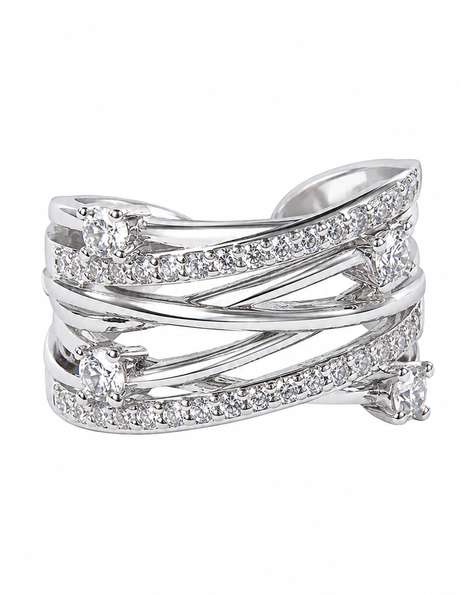 Anillo Lumière zirconia baño de rodio