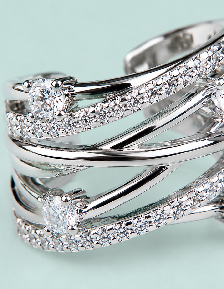 Anillo Lumière zirconia baño de rodio 4