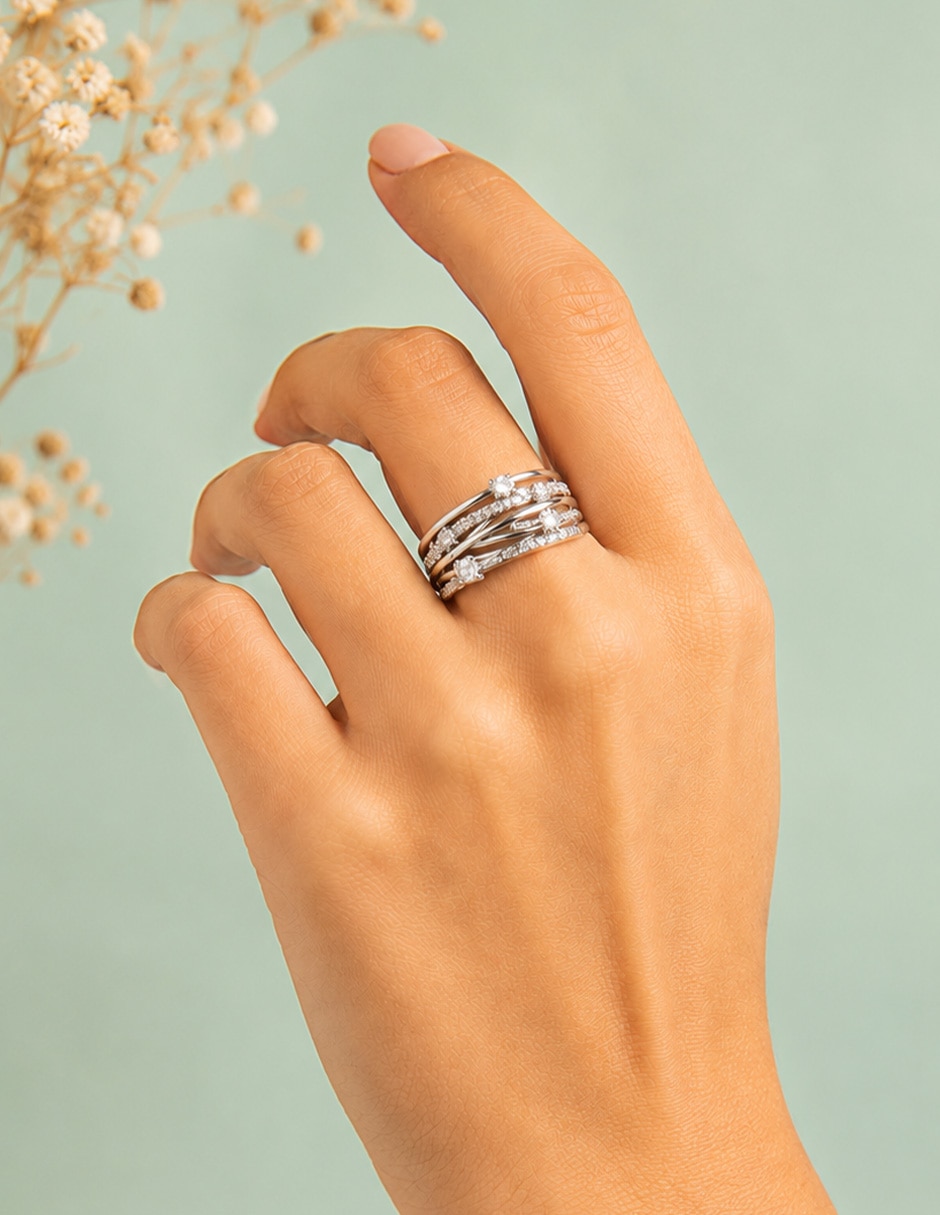 Anillo Lumière zirconia baño de rodio 5