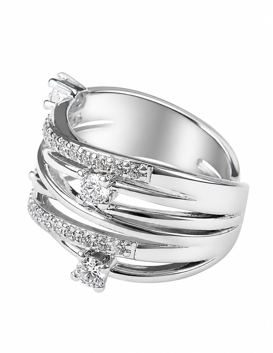 Anillo Lumière zirconia baño de rodio 7