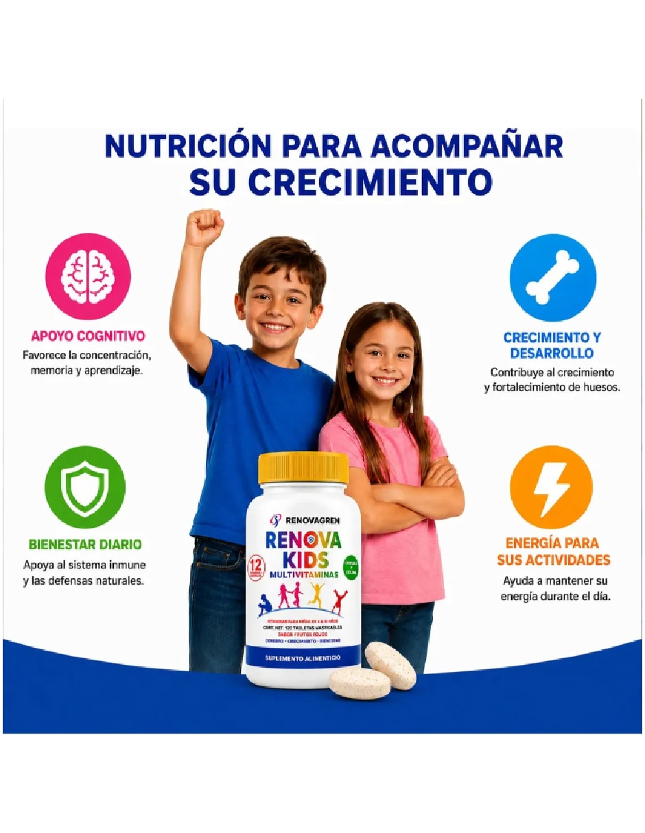 Multivitamínico niños 4-12 años Omega 3 + Colina RENOVAGREN sabor frutos rojos