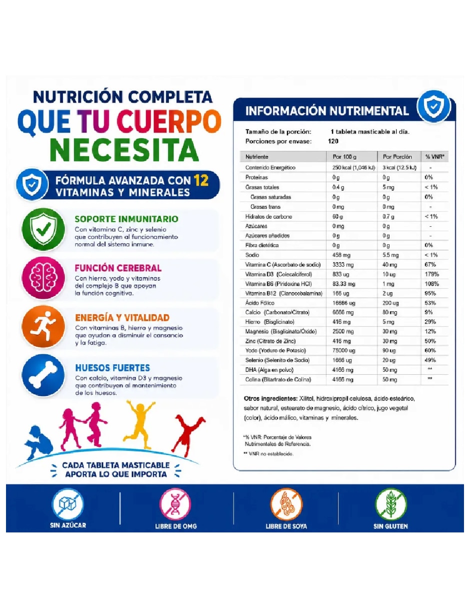 Multivitamínico niños 4-12 años Omega 3 + Colina RENOVAGREN sabor frutos rojos