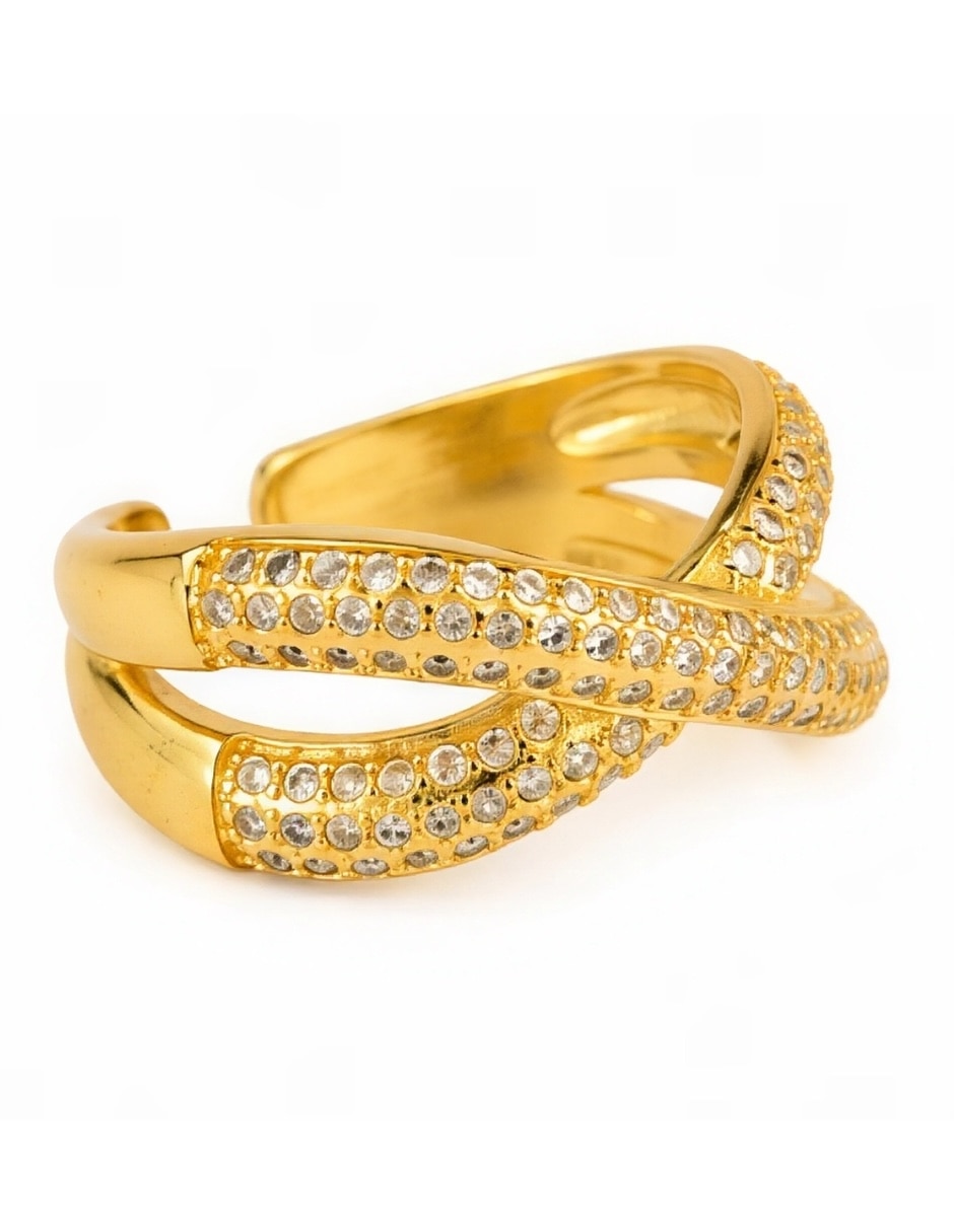 Anillo de cadena Infinia de zirconia baño de oro 7