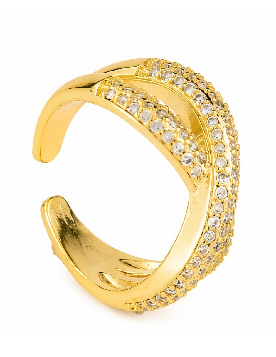 Anillo de cadena Infinia de zirconia baño de oro 9