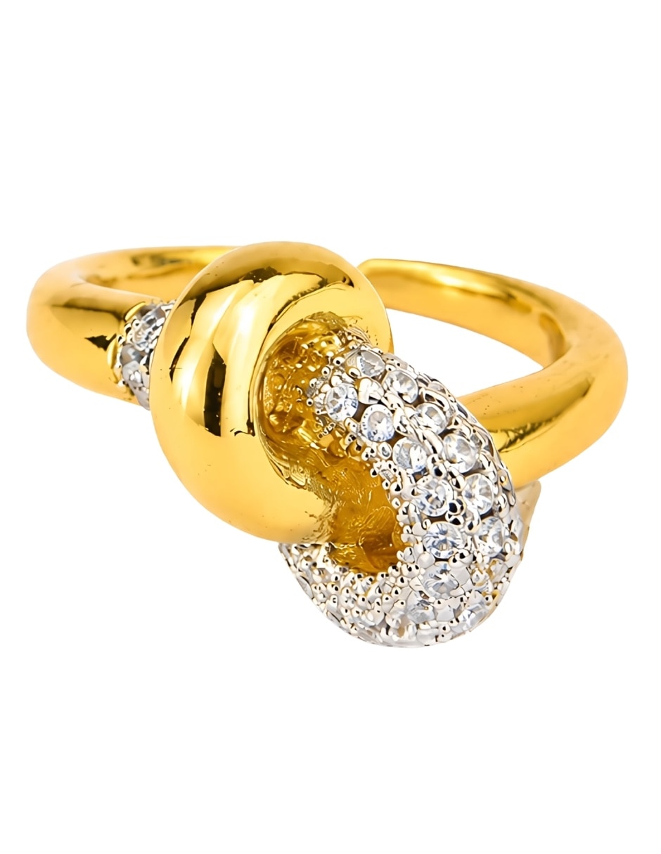 Anillo doré de zirconia baño de oro