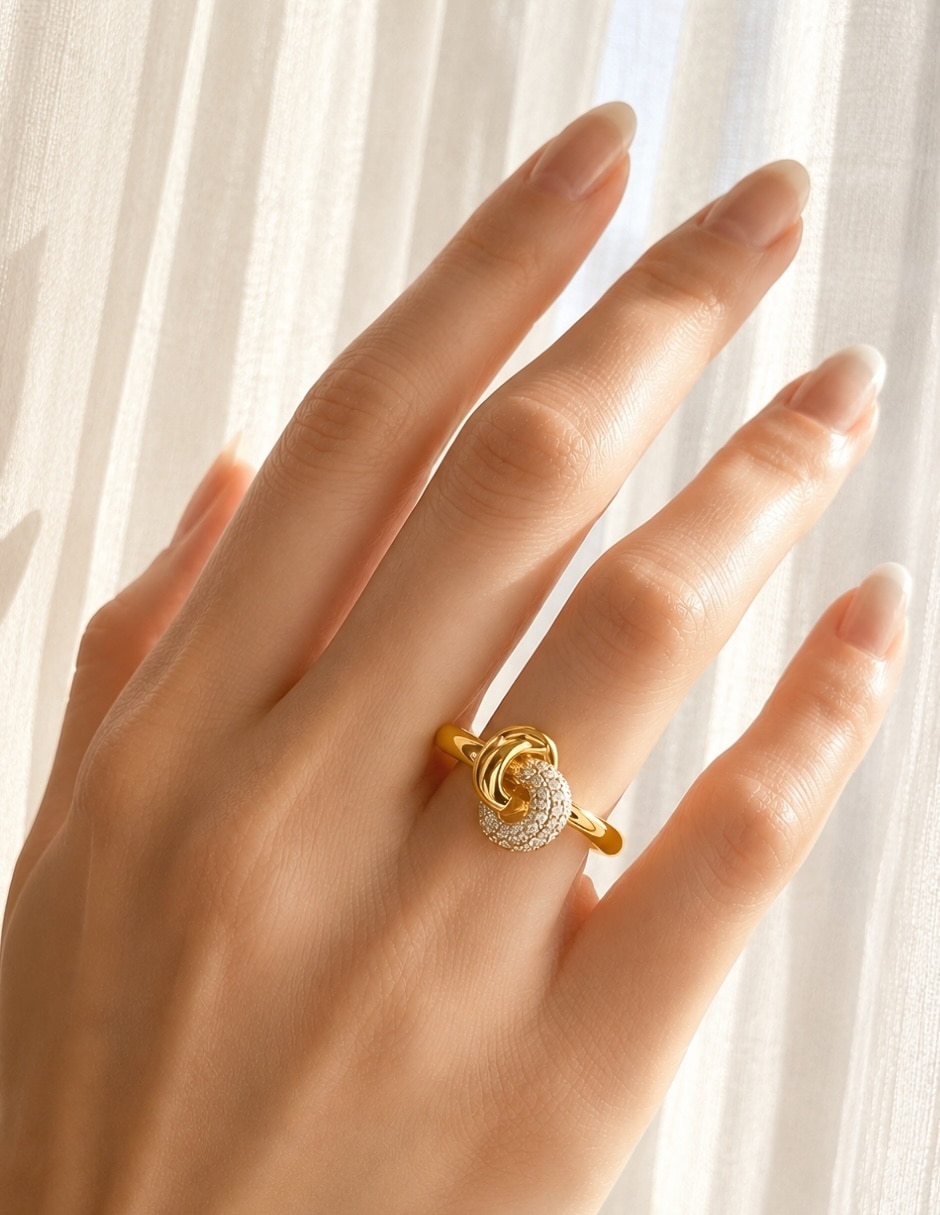 Anillo doré de zirconia baño de oro 4