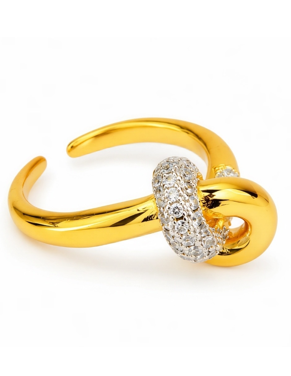 Anillo doré de zirconia baño de oro 5