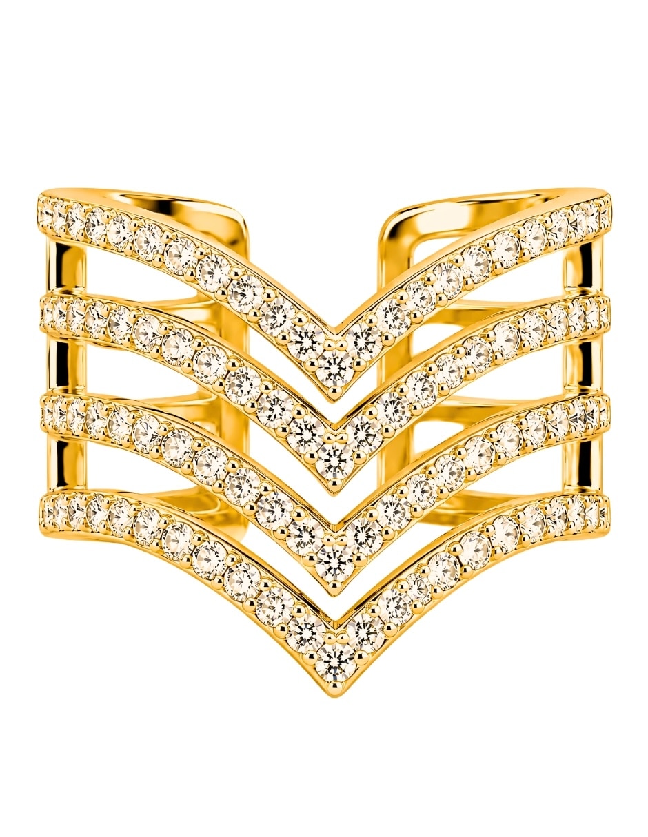 Anillo Velaire de zirconia baño de oro