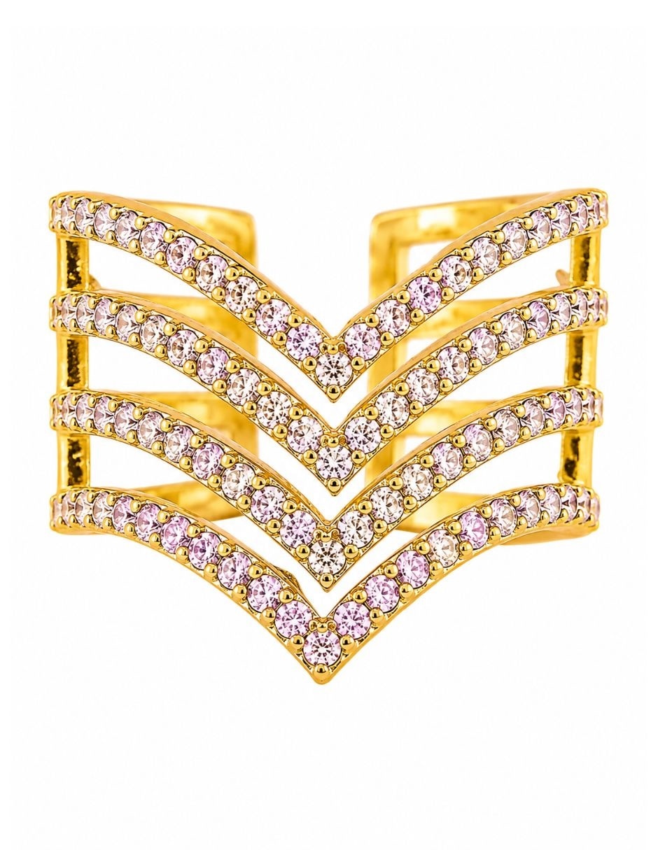 Anillo Velaire de zirconia baño de oro 1