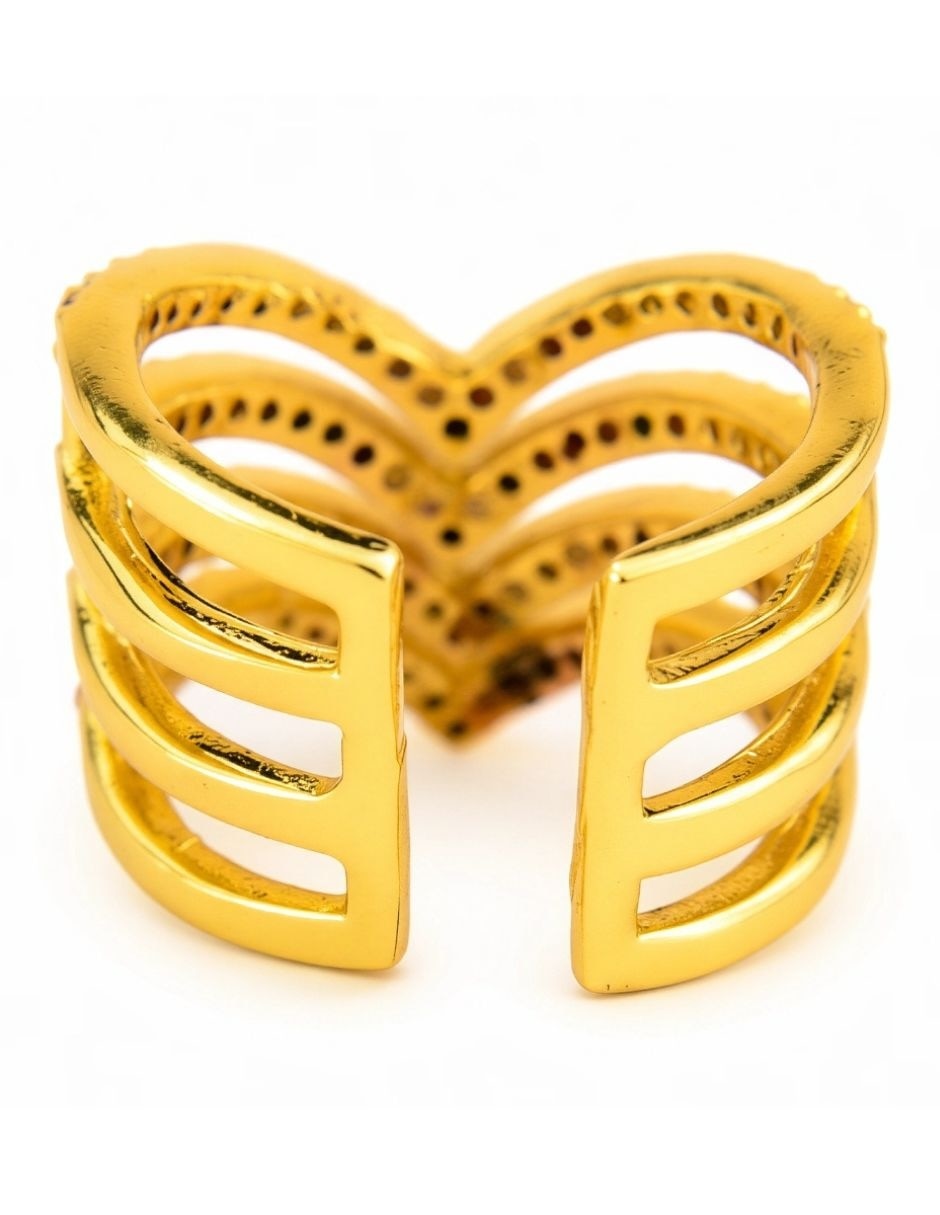 Anillo Velaire de zirconia baño de oro 7