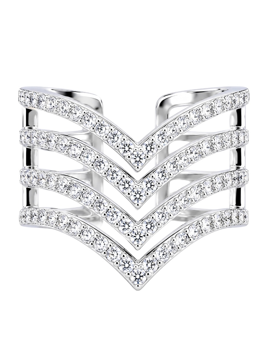 Anillo Velaire Dark de zirconia baño de rodio