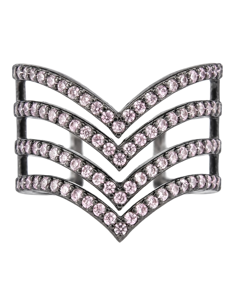 Anillo Velaire Dark de zirconia baño de rodio 1