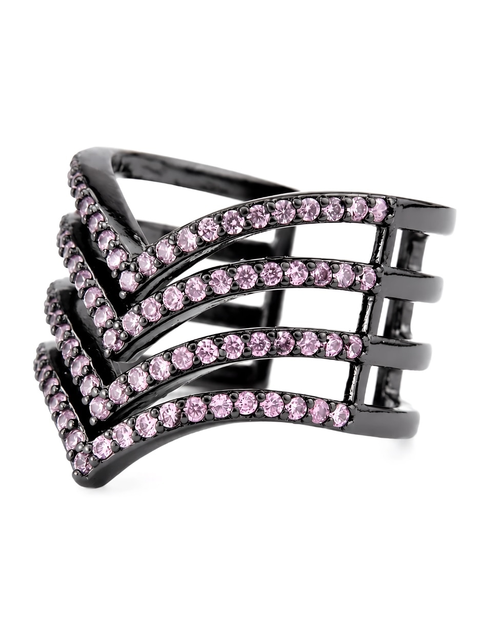 Anillo Velaire Dark de zirconia baño de rodio 3