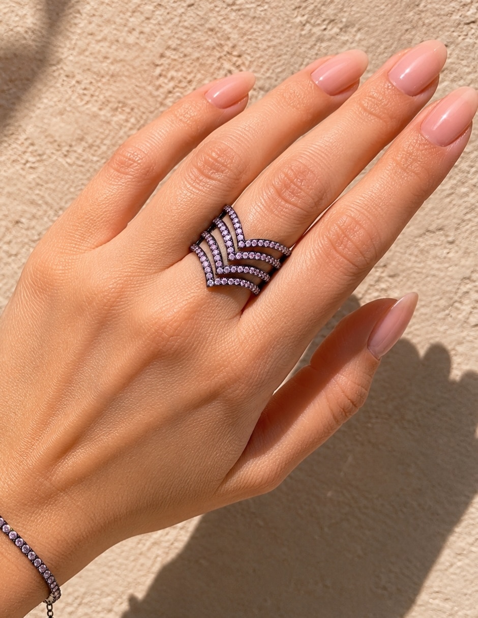 Anillo Velaire Dark de zirconia baño de rodio 4