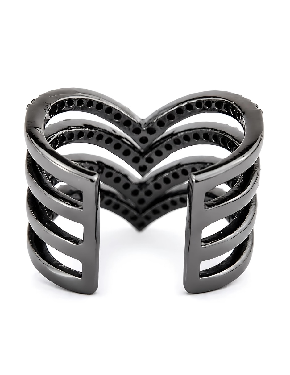 Anillo Velaire Dark de zirconia baño de rodio 5