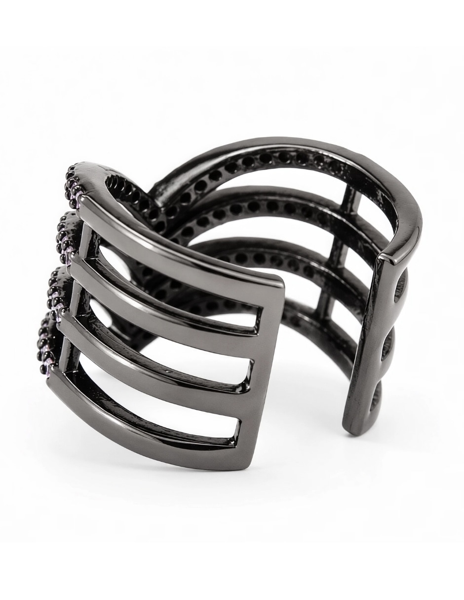 Anillo Velaire Dark de zirconia baño de rodio 7