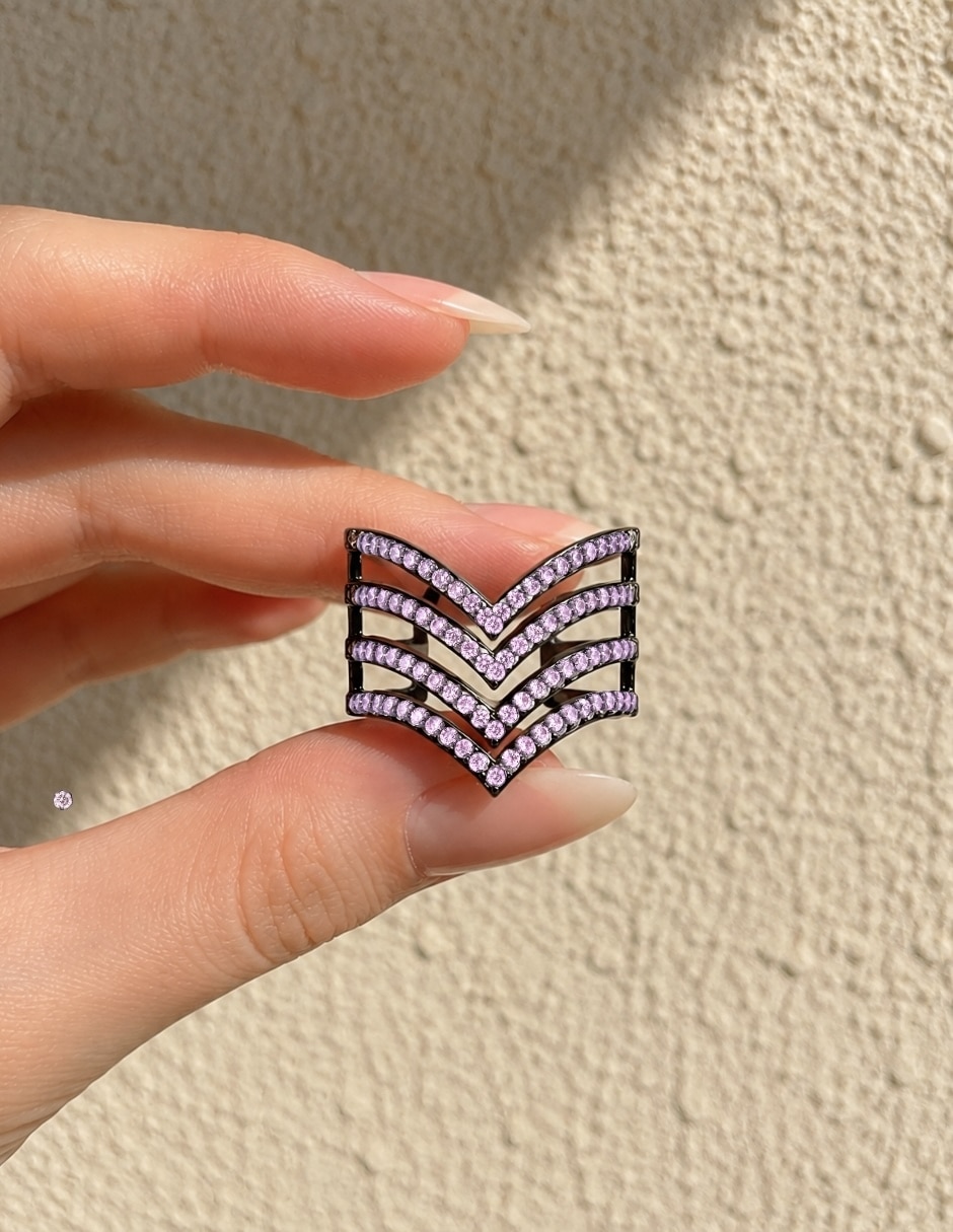 Anillo Velaire Dark de zirconia baño de rodio 8