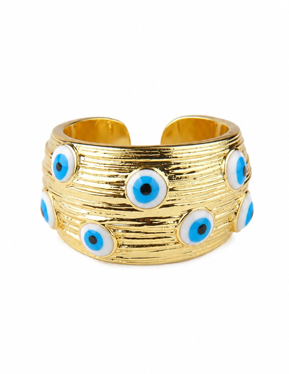 Anillo de ojo Nazar zirconia baño de oro