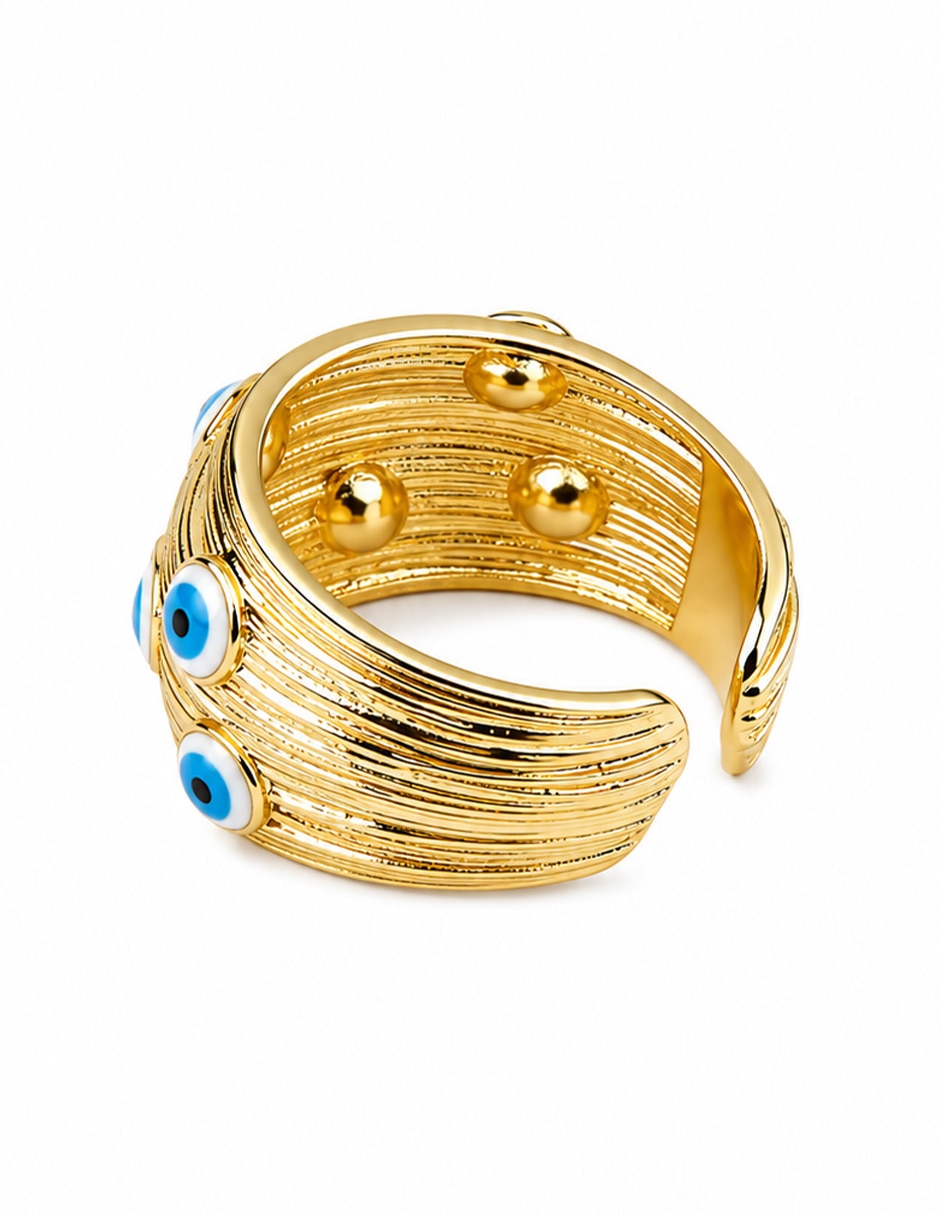 Anillo de ojo Nazar zirconia baño de oro 5