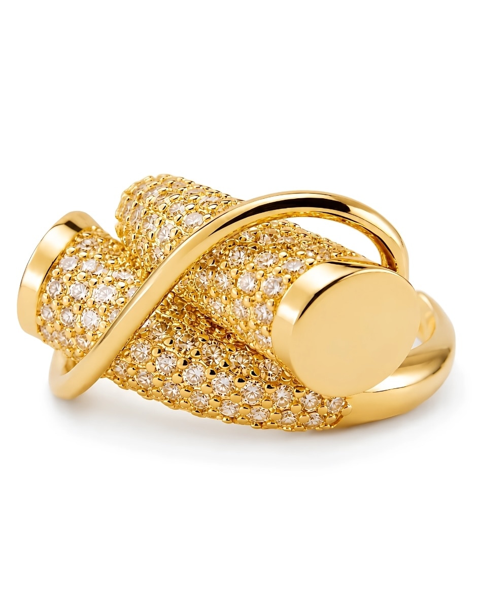 Anillo zirconia baño de oro 2