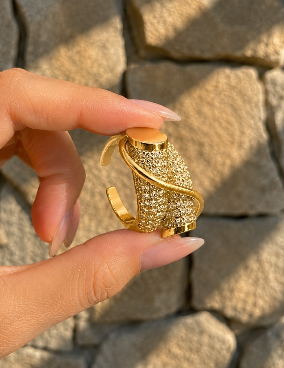 Anillo zirconia baño de oro 6