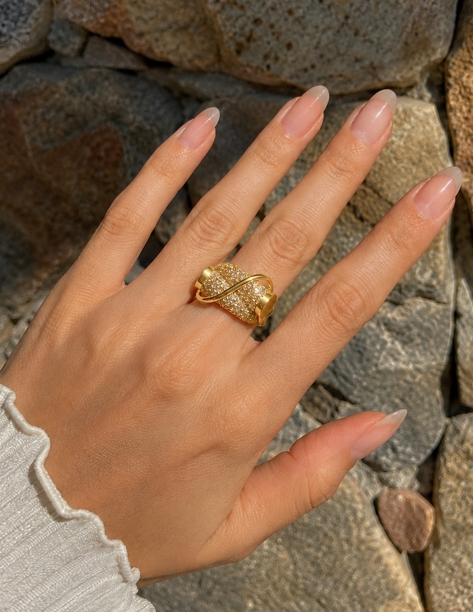 Anillo zirconia baño de oro 7
