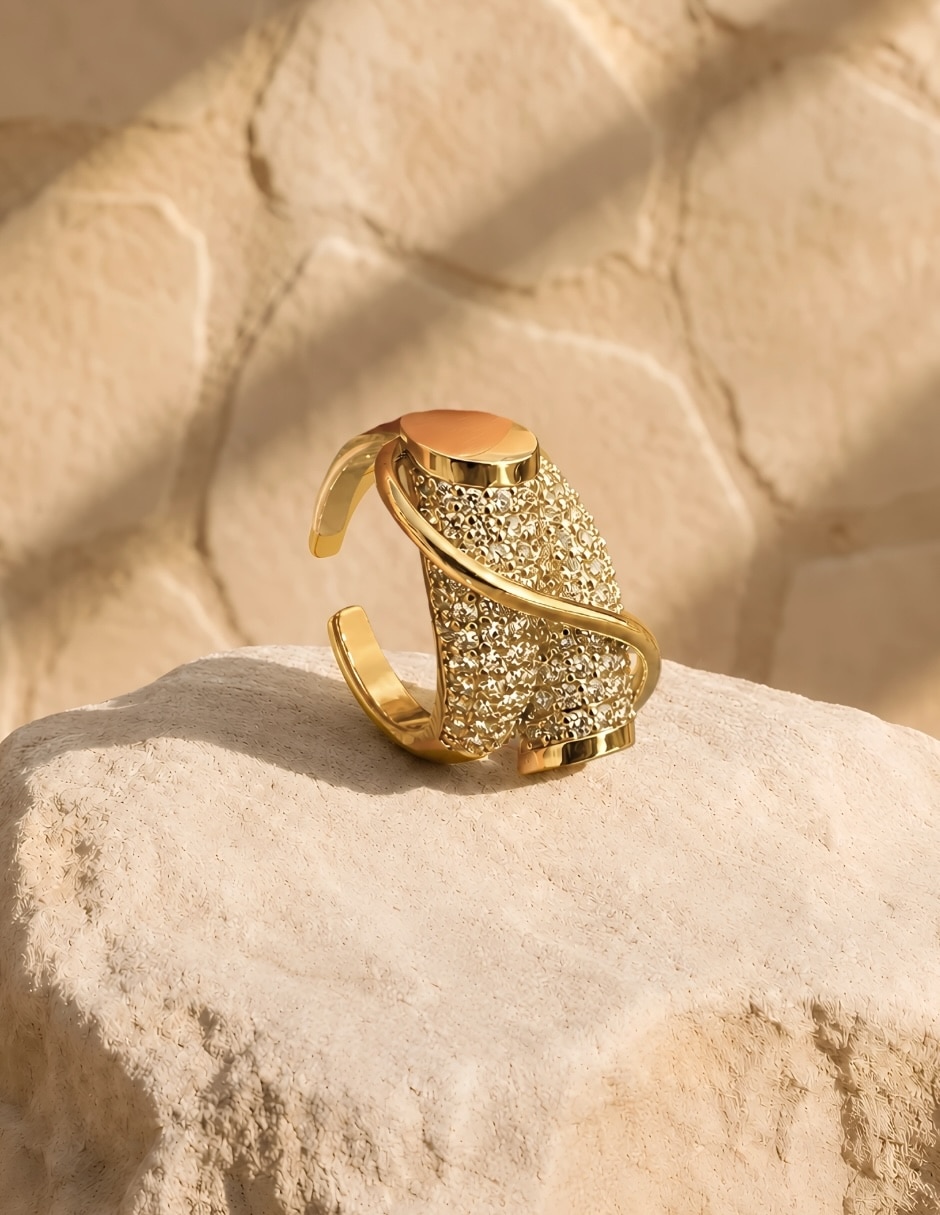Anillo zirconia baño de oro 8