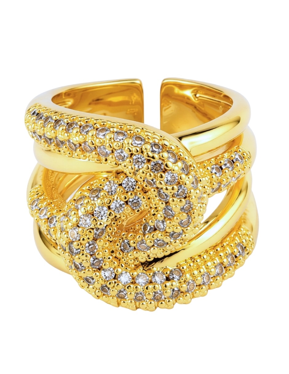 Anillo Yoiko Vórtice zirconia baño de oro