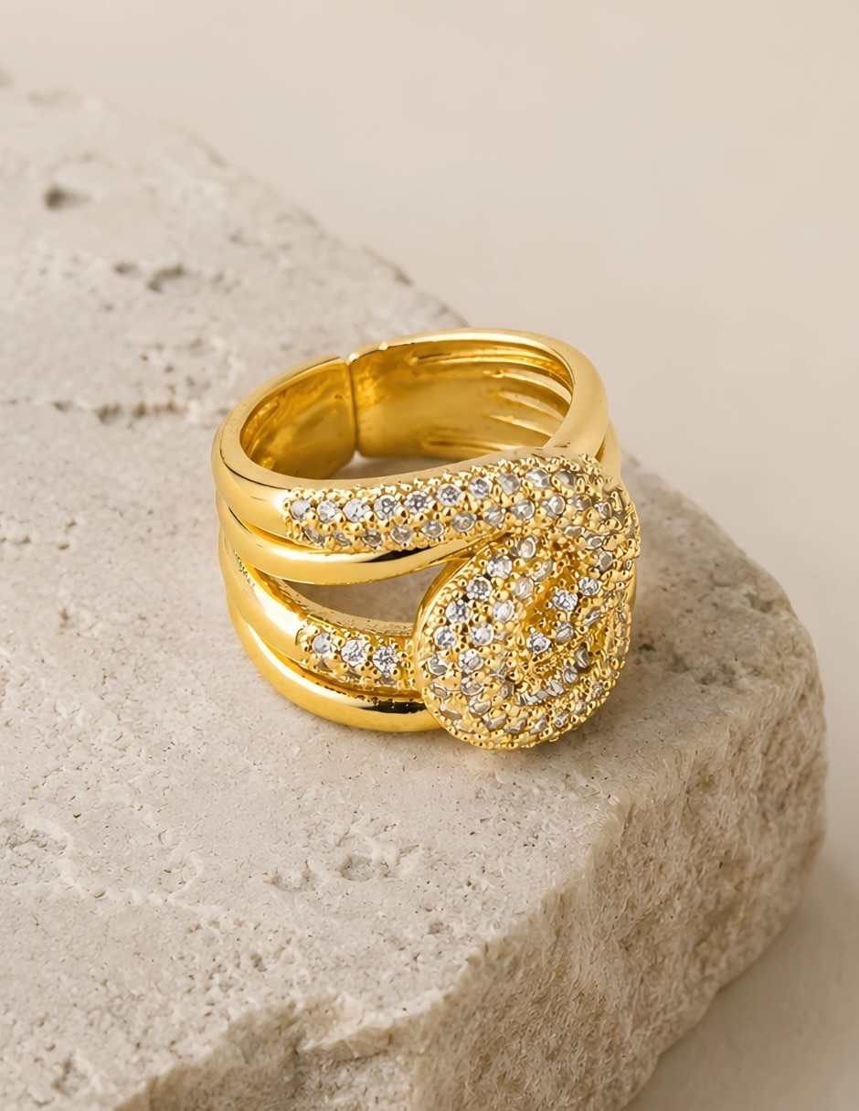 Anillo Yoiko Vórtice zirconia baño de oro
