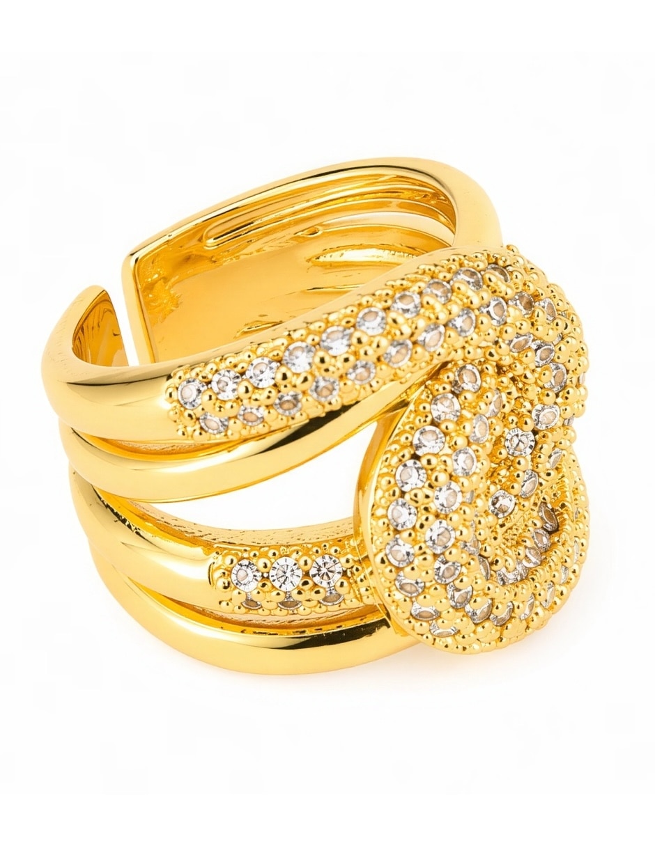 Anillo Yoiko Vórtice zirconia baño de oro