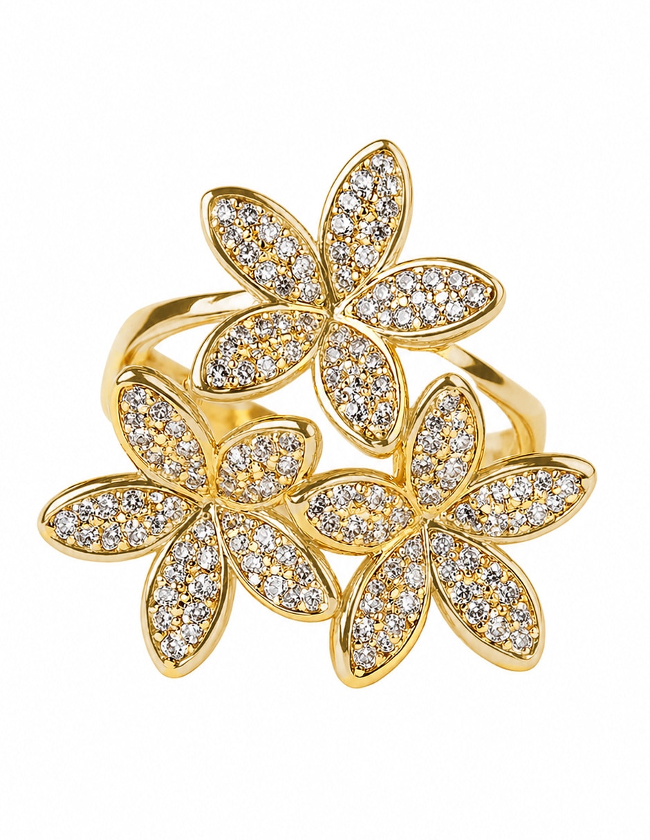 Anillo de flor zirconia baño de oro Anillo de flor zirconia baño de oro