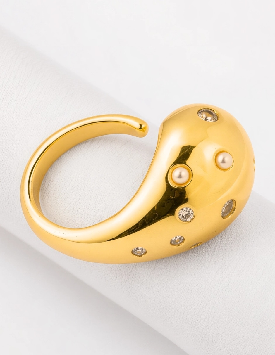 Anillo Cosmos de zirconia baño de oro 4