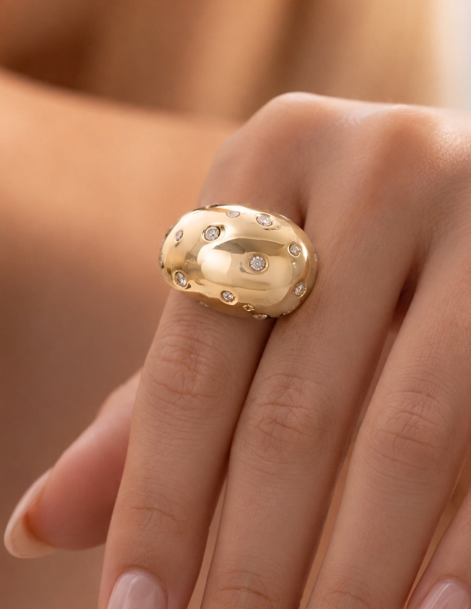 Anillo Cosmos de zirconia baño de oro 5