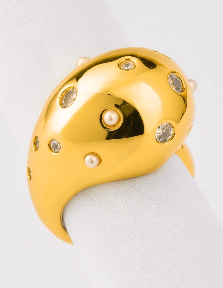 Anillo Cosmos de zirconia baño de oro 8