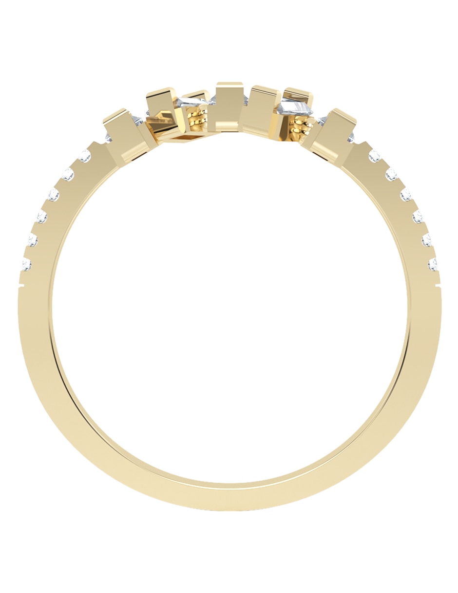 Anillo Abba Joyas 14 k de oro zirconia acabado brillante
