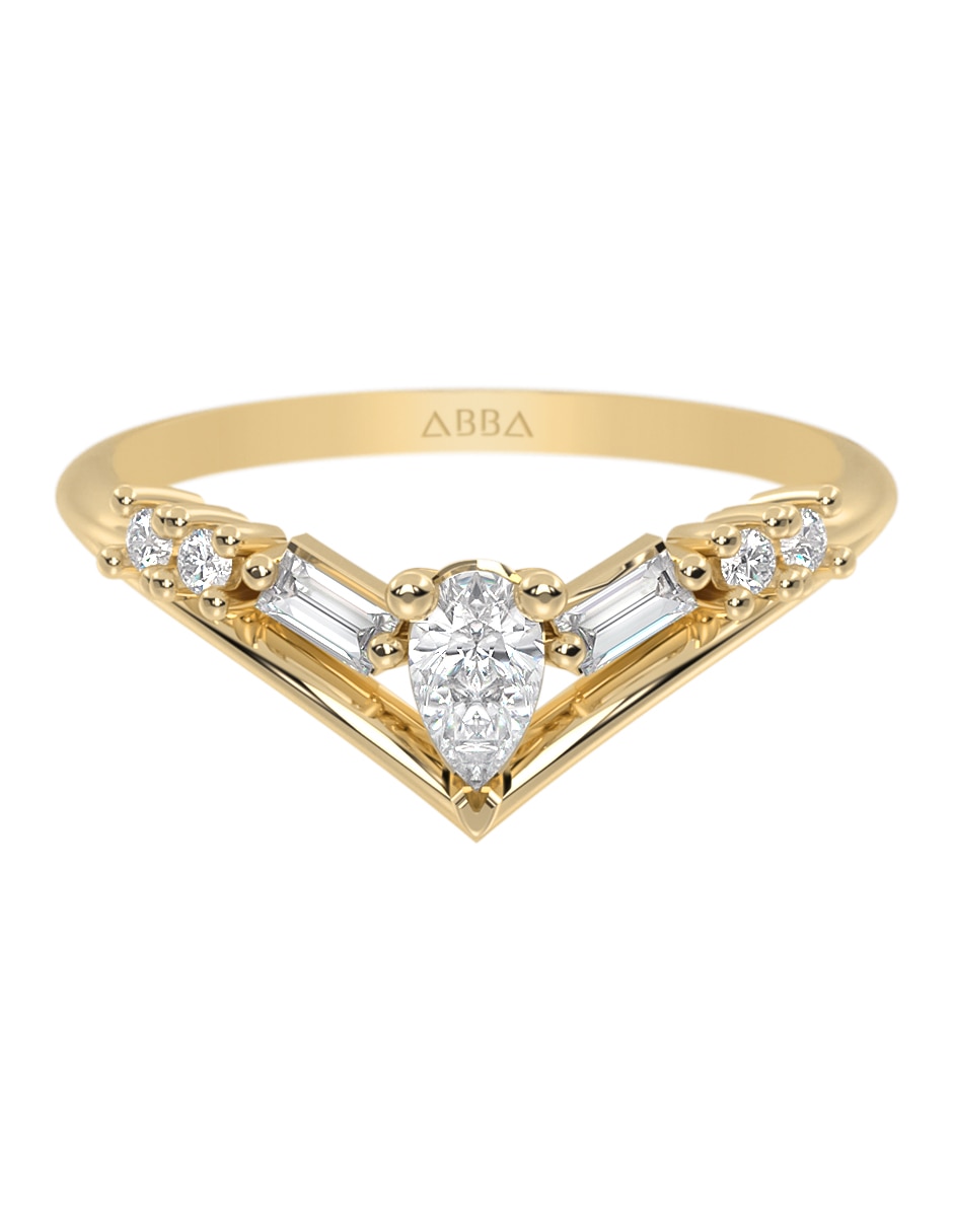 Anillo 14 K de oro zirconia brillante