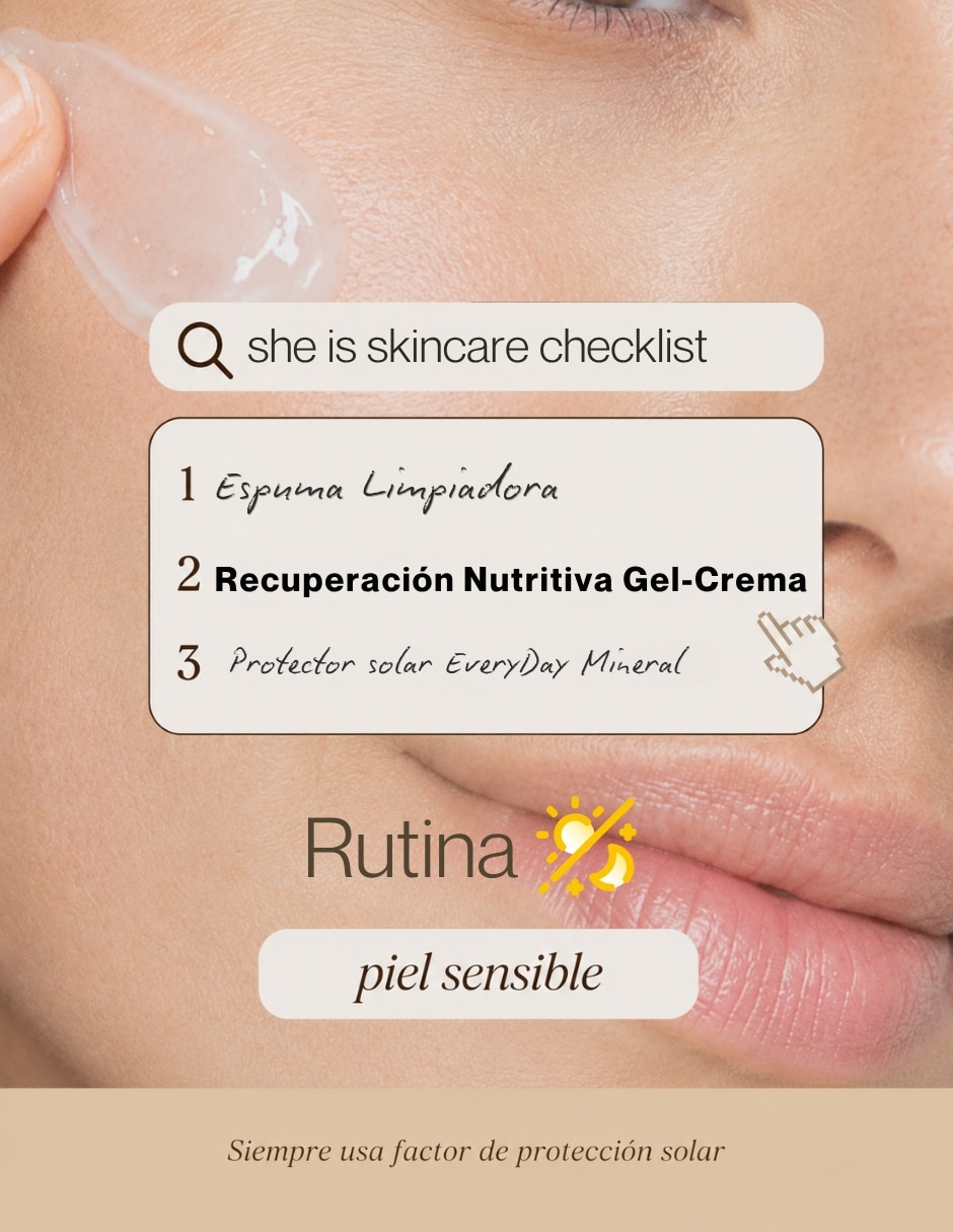 Crema facial recomendada para calmar y aliviar la piel de día y noche She is Skincare para piel sensible